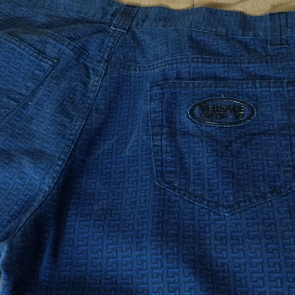 Vintage Gianni Versace Classic Greca Monogram Jeans – Rare Blue All-Over Greek K - Picture 7 of 7